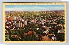 Hollywood CA-California, Aerial Business Section, Antique, Vintage Postcard picture