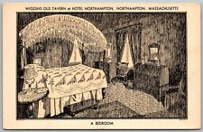 Northampton Massachusetts 1930s Postcard Wiggins Old Tavern Hotel Bedroom picture