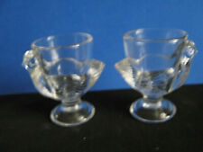 PAIR of LUMINARC (FRANCE) CLEAR GLASS CHICKEN EGG CUPS, c1970's picture