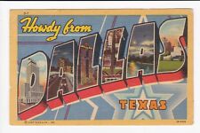 Howdy From Dallas Texas Large Letter Greetings Linen Postcard picture