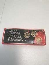 Vintage 1987 Set of 3 Glistening Brass Christmas Ornaments In Original Box picture