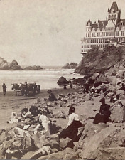 RARE SAN FRANCISCO CLIFF HOUSE & SEA 1902 STEREOVIEW PHOTO picture