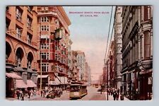 St Louis MO-Missouri, Cable Cars on Broadway North, Antique Vintage Postcard picture