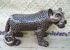XL Jaguar Leopard Clay Figure Handmade Mayan Amatenango Chiapas Mexican Folk Art picture