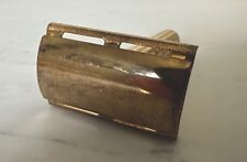 VINTAGE Gillette Gold Tone Fat Handle Tech Safety Razor - 1940's picture