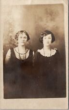 RPPC Two Woman 1920s Flapper Era Short Hair Long Beads Postcard T19 picture