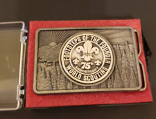 Boy Scouts Belt Buckle 75th Anniversary Footsteps of the Founder. World Scouting picture