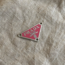 1pc of 38mm Prada Logo Triangle Pink Silver Tone Plate,  Zipperpull picture