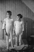 Black and White Photo Two Young Boys Wearing Pajamas  8x10 Reprint  A-6 picture