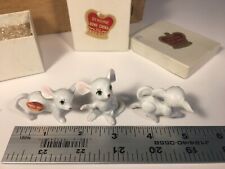 3pc Bone China Miniature Figurines Mice Mouse Family Set Japan picture