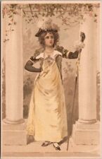 1910s European Pretty Lady Postcard Pretty Girl Lingerie Arbor Garden Fashion picture