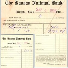 x3 LOT Sept 1908 Wichita, KS Kansas National Bank Invoice Receipt Postcards A153 picture