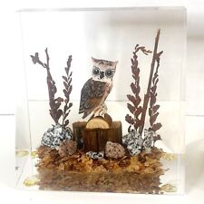 Vtg Mid Century Lucite Bookends Canada Woodland Great Horned Owls Paperweights picture