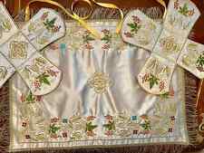 Chalice covers set, Wheat, flowers, FULLY embroidered, dupioni silk picture