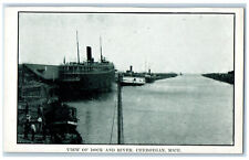 c1905 View of Dock and River Cheboygan Michigan MI Unposted Antique Postcard picture
