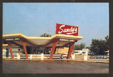 SANDY'S RESTAURANT DRIVE IN HAMBURGER STAND ADVERTISING POSTCARD COPY picture