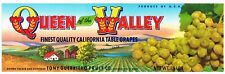 ORIGINAL C1970S CRATE LABEL BOX VINTAGE FRESNO WINE GRAPES QUEEN OF THE VALLEY picture