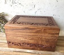 Wooden Keepsake Urn Box Cremation Urn For Ashes Hand Carved Memorial Box picture