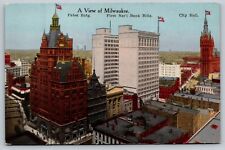 Vintage Postcard Elevated View of Downtown Milwaukee WI Wisconsin picture