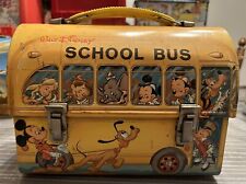 Vintage 1960s Walt Disney School Bus Metal Lunch Box Aladdin Ind. - No Thermos picture