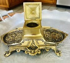 Vintage Solid Brass Ornate Inkwell picture