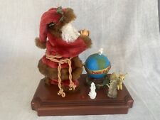 Santa Christmas Looking Over The World With Animals Holiday DecorationsVTG Read picture