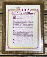 Vintage Lions Club Code of Ethics Plaque Harold M. Swartz  picture