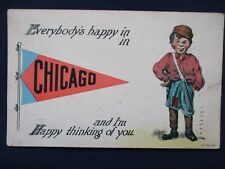 1913 Chicago Illinois Pennant Greeting Postcard & Cancel picture