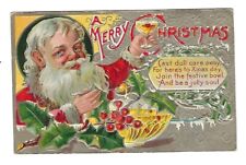 Early 1900's Christmas Postcard Santa Making a Toast, Embossed picture