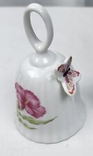 Porcelain Dinner Bell With Butterfly Sitting On Top New, Opened Box Estate Sale picture