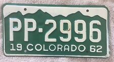 Good Solid Original 1962 Colorado License Plate See My Other Plates picture