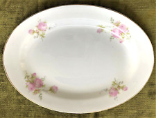 Antique Platter with Pink Rosebuds and Gold Rim Size 10X14 Knowles picture