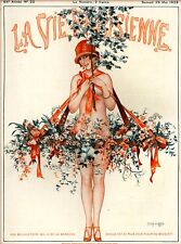 1920s La Vie Parisienne Flowers Branch Girl France French Travel Poster Print picture