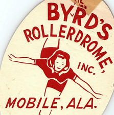1940s Byrd's Rollerdrome Inc Mobile AL Roller Skating Label picture