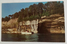 Vintage Postcard ~Rainbow Cave Pictured Rocks Lake Park ~ Munising Michigan MI picture