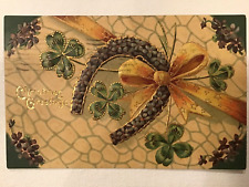 c. 1900’s Christmas Greetings Horseshoe 4 Leaf Clover 12/22/08 Posted Postcard picture