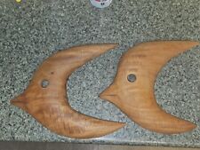 Hand Carved Mahogany Angel Fish Sculptures By Courtney Devonish Wall Art Lot (2) picture
