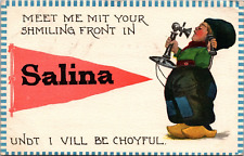 Postcard Greetings Salina Kansas KS 1913 Writer got a new cook picture