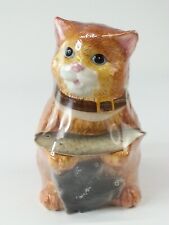 Rare Sealed GKAO Canister Jar Orange Cat Holding fish China Pet Treats Original  picture