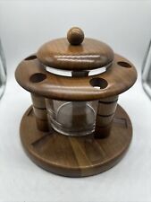 Vintage Duk It Mcdonald American Walnut 6 Pipe Stand With Glass Wood Lid Humidor picture
