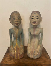 PAIR Antique Vintage Indonesian Loro Blonyo Wooden Wedding Sculpture Statues picture
