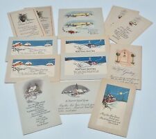 Antique Happy New Year Greeting Postcards Lot of 14 Some Duplicates picture