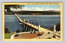 Seattle WA-Washington, Aerial Lake Washington Floating Bridge, Vintage Postcard picture