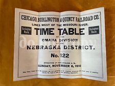 1911 Chicago Burlington Quincy Railroad Employee Timetable 122 Omaha Nebraska picture