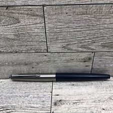 Vintage Parker 45 Dark Blue Midnight Fountain Pen Brushed Chrome Cap Made in USA picture