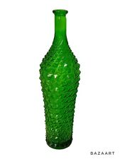 Vtg Empoli Pineapple Genie Bottle Green Diamond Point MCM 16” Decanter picture