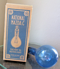 Vintage National Mazda BLUE Lamp Light Bulb & Box 100 Watt, 6-3/4