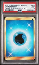 Pokemon 2017 TCG Sun & Moon Gold Secret Water Energy Card PSA 9 Mint 124 124/111 picture