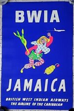 Original 1960s Silkscreen British West Indian Airways BWIA Jamaica Poster 30x20 picture