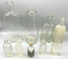 Lot of 9 Vintage Antique Glass Bottles Various Sizes picture